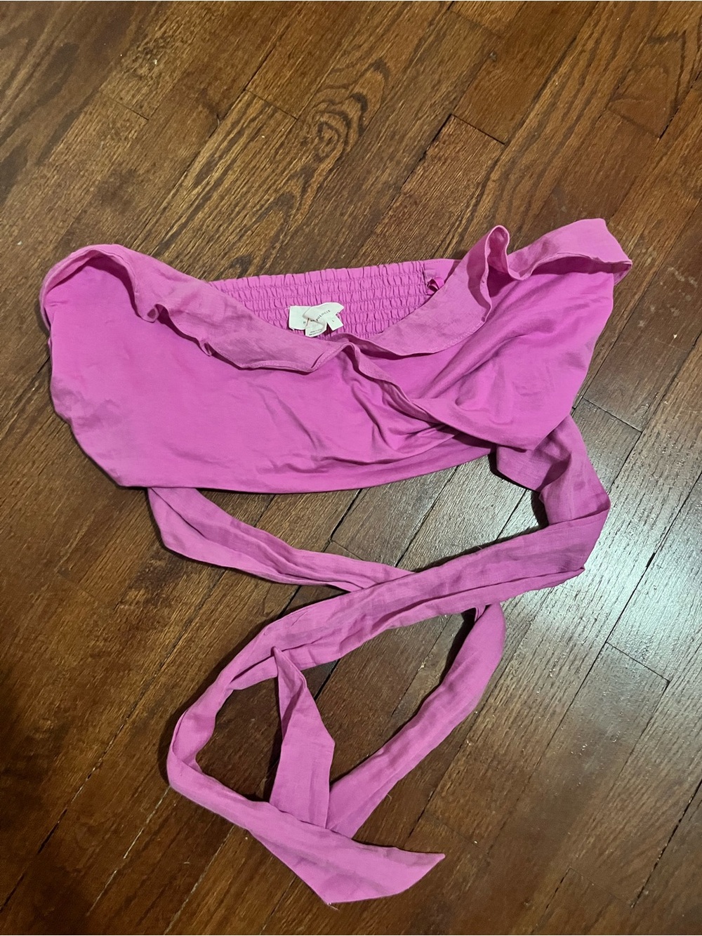 Pink Strapless Top with  Tie Waist